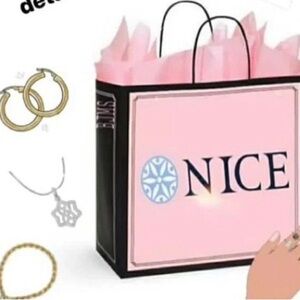 Pink and Black Gift Bag with Jewelry